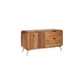 Modern Wooden Sideboard with Slatted Doors and Metal Legs